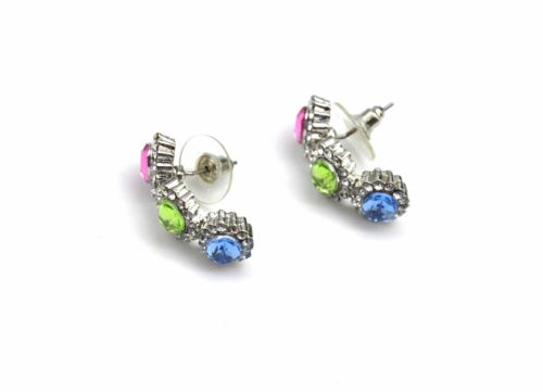 Boucles-dOreilles-Ovales-Metal-Argente-Strass-et-Pierres-Multicolore