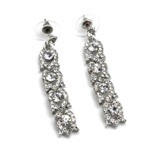 Boucles-dOreilles-Pendantes-Cloches-Metal-Argente-Strass-et-Pierres