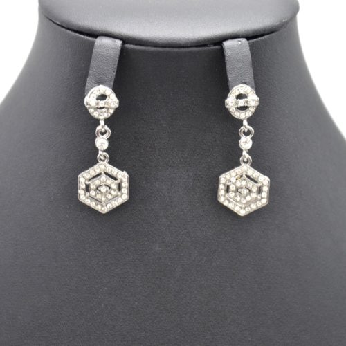 Boucles-dOreilles-Pendantes-Hexagone-Strass-Chic-Argente