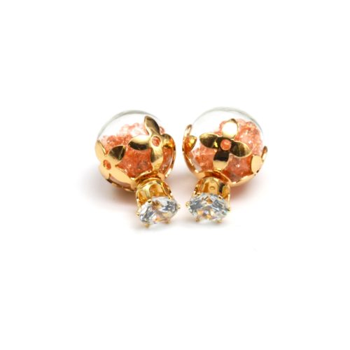 Boucles-dOreilles-Double-Pierre-Coupole-Fleurs-Boule-Cristaux-Saumon