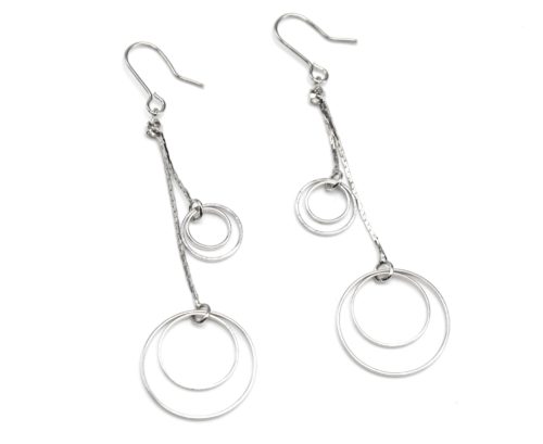 Boucles-dOreilles-Pendantes-Double-Cercles-Contour-Metal-Argente