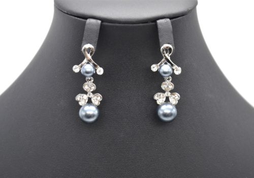 Boucles-dOreilles-Boucles-Metal-Argente-Strass-et-Perles-Grises