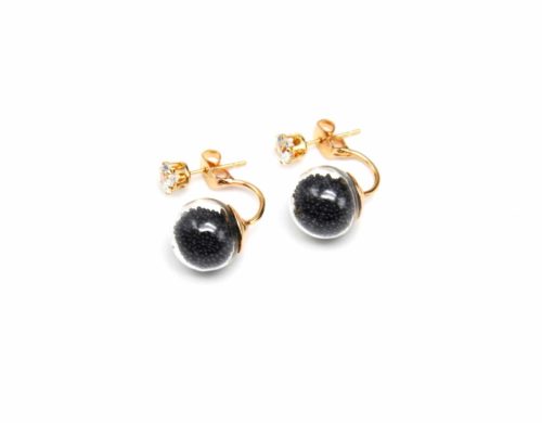 Boucles-dOreilles-Double-Pierre-Dore-et-Boule-Verre-Billes-Noir