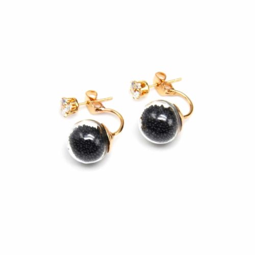 Boucles-dOreilles-Double-Pierre-Dore-et-Boule-Verre-Billes-Noir