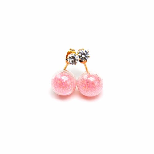 Boucles-dOreilles-Double-Pierre-Metal-Dore-et-Boule-Verre-Billes-Corail