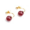 Boucles-dOreilles-Double-Pierre-Metal-Dore-et-Boule-Verre-Billes-Bordeaux