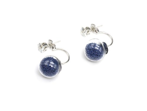 Boucles-dOreilles-Double-Pierre-Metal-Argente-et-Boule-Verre-Billes-Bleu-Marine