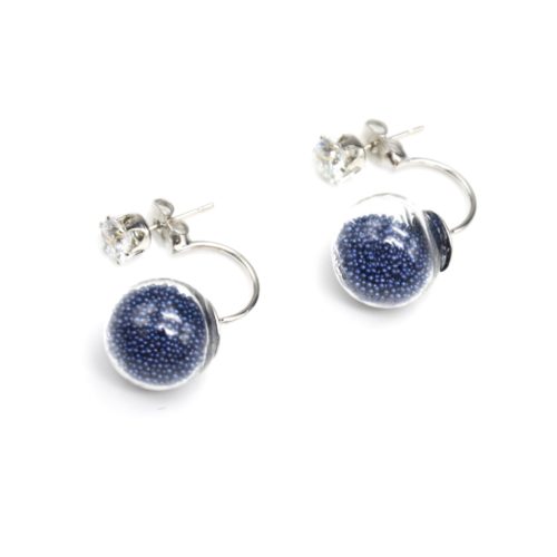 Boucles-dOreilles-Double-Pierre-Metal-Argente-et-Boule-Verre-Billes-Bleu-Marine