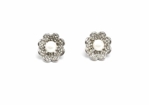 Boucles-dOreilles-Fleur-Petales-Metal-Argente-Strass-et-Perle-Blanche