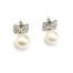 Boucles-dOreilles-Noeud-Papillon-Metal-Argente-Strass-et-Perle-Ecru