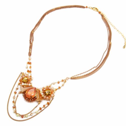 Collier-Multi-Chaines-Pendentif-Pierres-et-Perles-Ambre