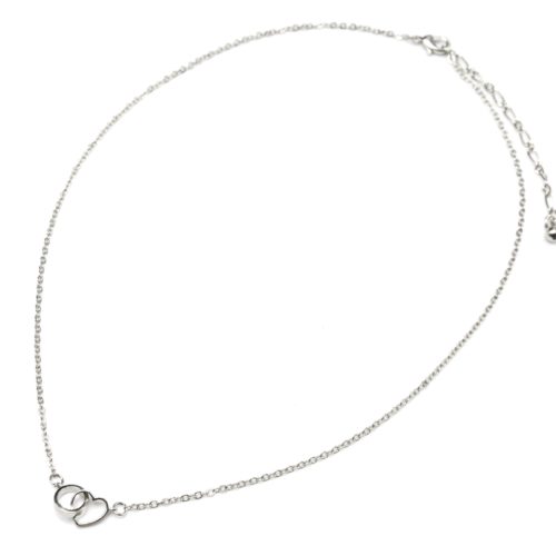 Collier-Fine-Chaine-Pendentif-Coeur-et-Cercle-Entrelaces-Metal-Argente