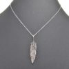 Collier-Fine-Chaine-Pendentif-Feuille-Ciselee-Metal-Argente