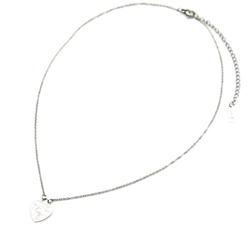 Collier-Fine-Chaine-Pendentif-Coeur-Acier-Argente-avec-Message-I-Love-You