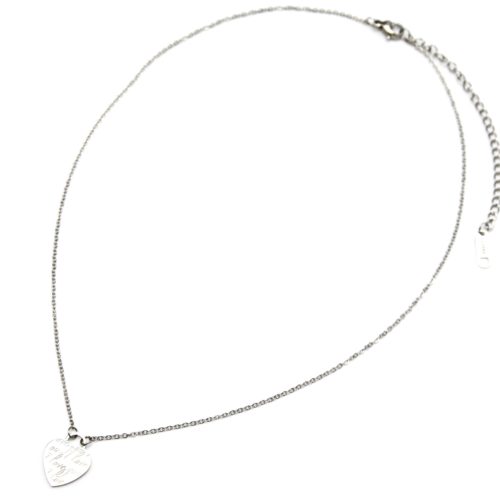 Collier-Fine-Chaine-Pendentif-Coeur-Acier-Argente-avec-Message-I-Love-You