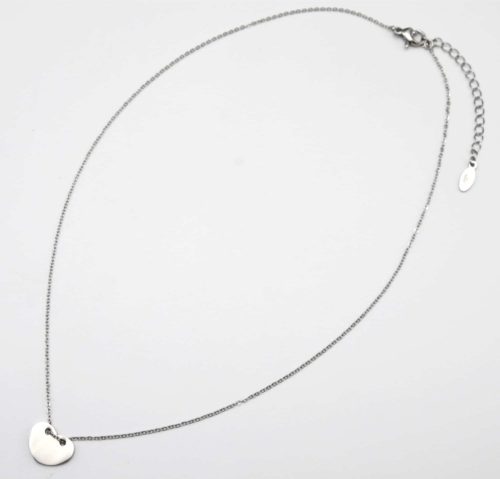 Collier-Fine-Chaine-Pendentif-Coeur-Acier-Argente