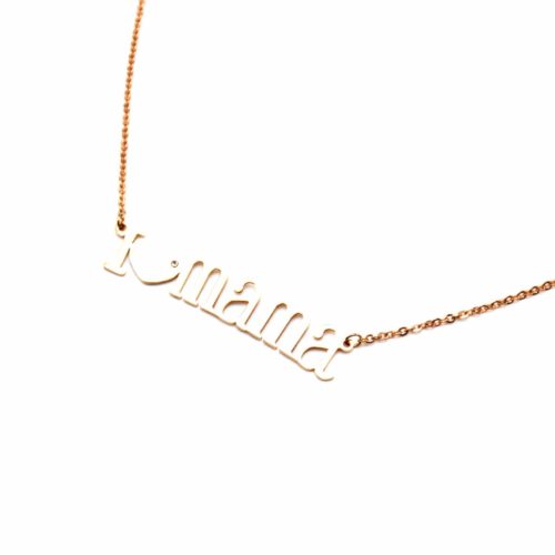 Collier-Fine-Chaine-et-Pendentif-Message-I-Love-Mama-Acier-Or-Rose