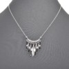 CC1392E - Collier Fine Chaîne avec Pendentif Perles et Plumes Ethnique Métal Argenté - Mode Fantaisie – Image 2