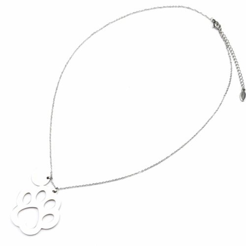 Collier-Fine-Chaine-et-Pendentif-Patte-Chien-Acier-Argente