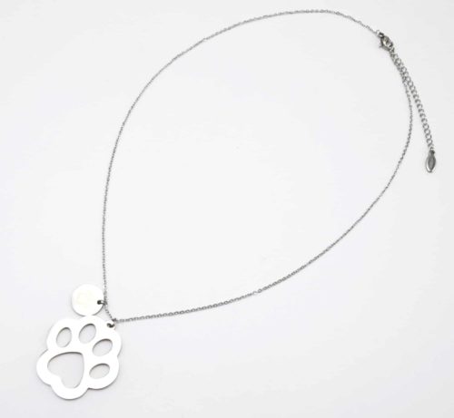 Collier-Fine-Chaine-et-Pendentif-Patte-Chien-Acier-Argente