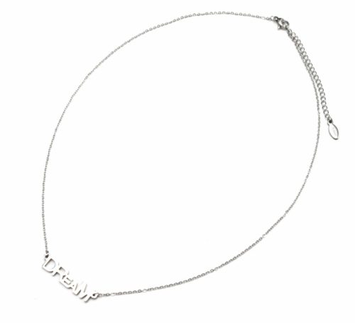 Collier-Fine-Chaine-Pendentif-Message-Dream-Acier-Argente