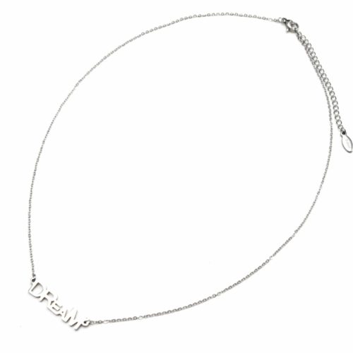 Collier-Fine-Chaine-Pendentif-Message-Dream-Acier-Argente