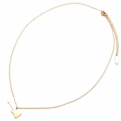 Collier-Fine-Chaine-Pendentif-Mini-Guitare-Acier-Or-Rose