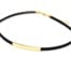 Collier-Choker-Ras-du-Cou-Feutrine-Noir-et-Bande-Metal-Dore