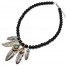 Collier-Perles-Noires-avec-Pendentif-Plumes-Ethnique-Metal-Vieilli-Argente-et-Pierres-Turquoise