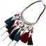 Collier-Plastron-avec-Torque-Metal-Vieilli-Argente-Cauris-et-Pompons-Multicolore