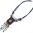 Collier-Cordons-avec-Pendentif-Ethnique-Simili-Cuir-Bouton-Plumes-et-Perles-Bleu