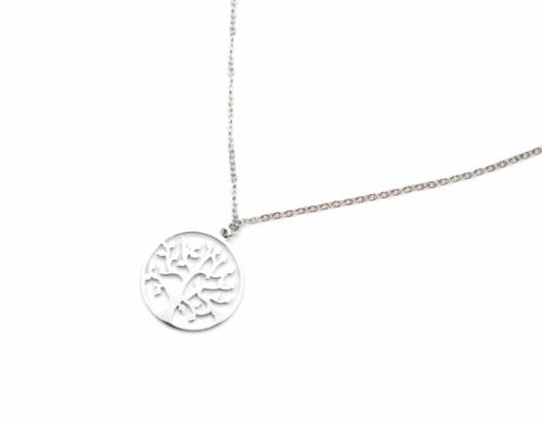 Collier-Fine-Chaine-Pendentif-Cercle-Arbre-de-Vie-Acier-Or-Rose