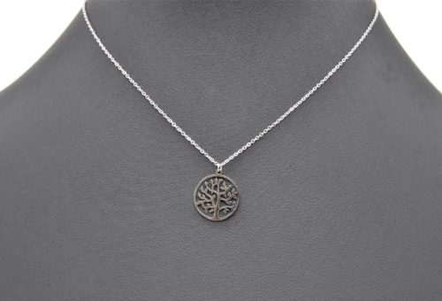 Collier-Fine-Chaine-Pendentif-Cercle-Arbre-de-Vie-Acier-Argente