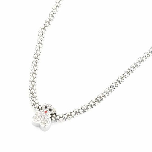 Collier-Grosse-Chaine-Pendentif-Ourson-Strass-Argente