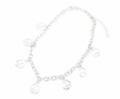 Collier-Chaine-Metal-et-Pendentifs-Symbole-Peace-Argente