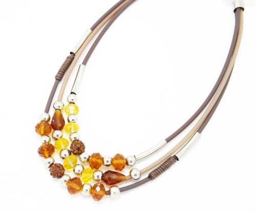 Collier-Triple-Rang-Perles-MarronJaune-et-Strass