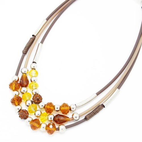 Collier-Triple-Rang-Perles-MarronJaune-et-Strass