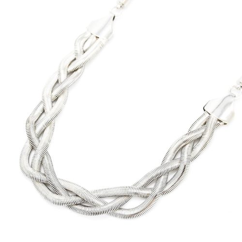 Collier-Triple-Chaine-Metal-Tresse-Argente