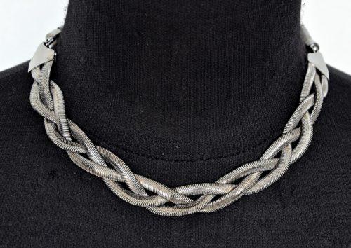 Collier-Triple-Chaine-Metal-Tresse-Gris