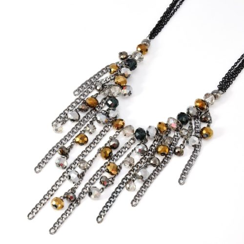 Collier-Plastron-Multi-Chaines-Metal-et-Perles-Facettes-NoirGrisTaupe