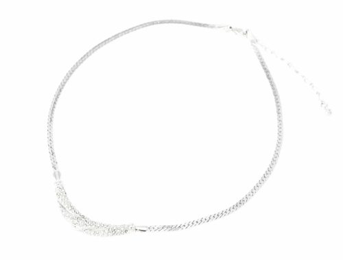 Collier-Chaine-Metal-et-Tube-Strass-Raye-Argente