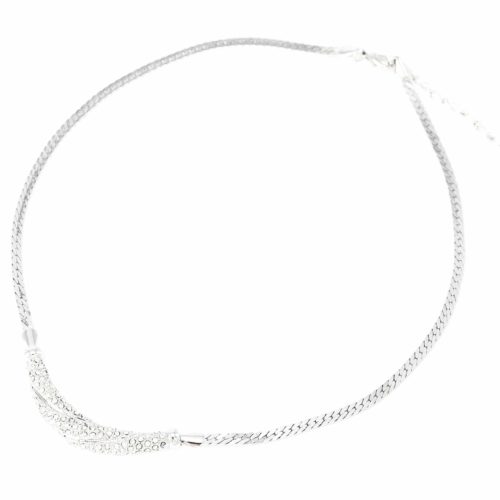 Collier-Chaine-Metal-et-Tube-Strass-Raye-Argente