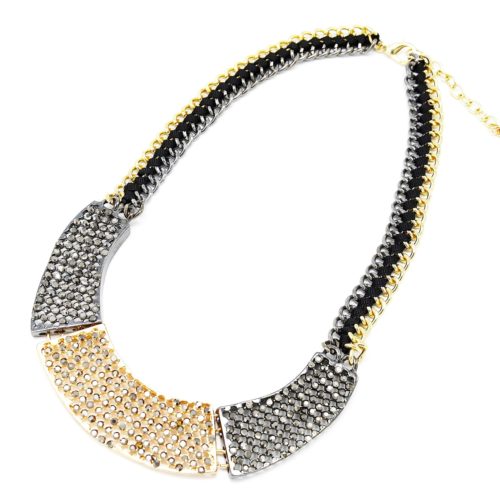 Collier-Plastron-Chaine-Tressee-Ruban-Col-Strass-GrisDore