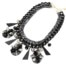 Collier-Plastron-Chaine-Tressee-Fil-Pendentifs-Fleurs-Perles-NoirGris