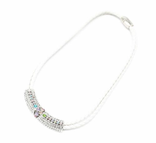 Collier-Tour-de-Cou-Double-Cordon-et-Tube-Strass-BlancArgente