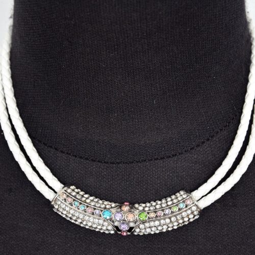 Collier-Tour-de-Cou-Double-Cordon-et-Tube-Strass-BlancArgente