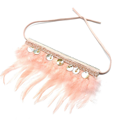 Collier-Bracelet-de-Bras-Ethnique-Indien-avec-Nacre-et-Plumes-Rose