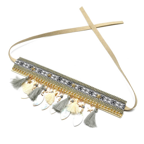 Collier-Bracelet-de-Bras-Ethnique-Indien-avec-Etoiles-Gouttes-Nacre-et-Pompons-Gris