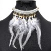 Collier-Bracelet-de-Bras-Ethnique-Indien-avec-Etoiles-Nacre-et-Plumes-Gris