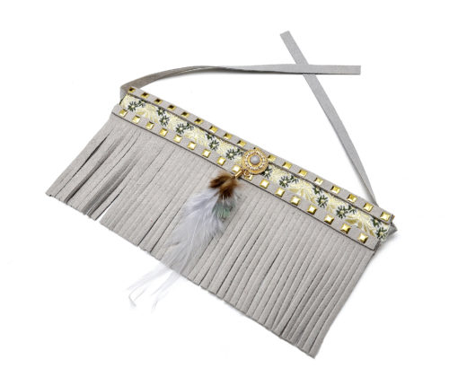 Collier-Bracelet-de-Bras-Ethnique-Indien-avec-Franges-et-Plume-Gris